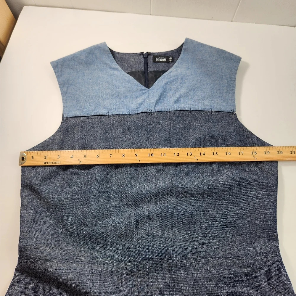 Kate Spade SATURDAY Blue Sleeveless V-Neck Saturday Dress Back Zip Size XL - Picture 11 of 13